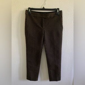 Ann Taylor Womens Devin Jacquard Ankle Tapered Petite Brown Dress Pants Size 00P
